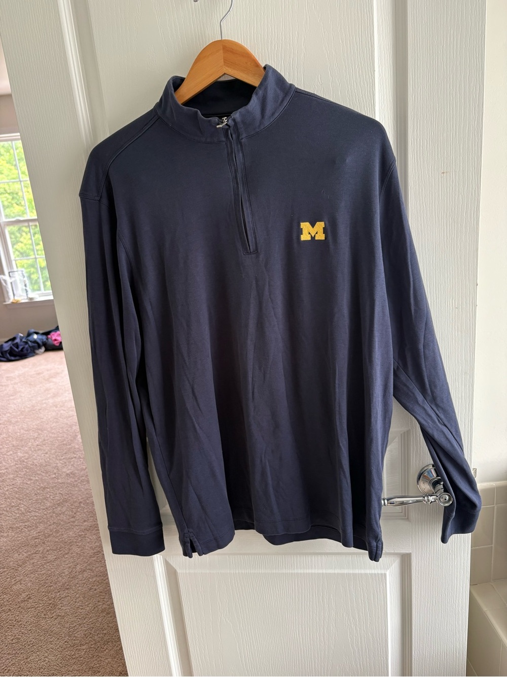 Cutter & Buck Navy Quarter-Zip Michigan 💯 % Pima Cotton XL